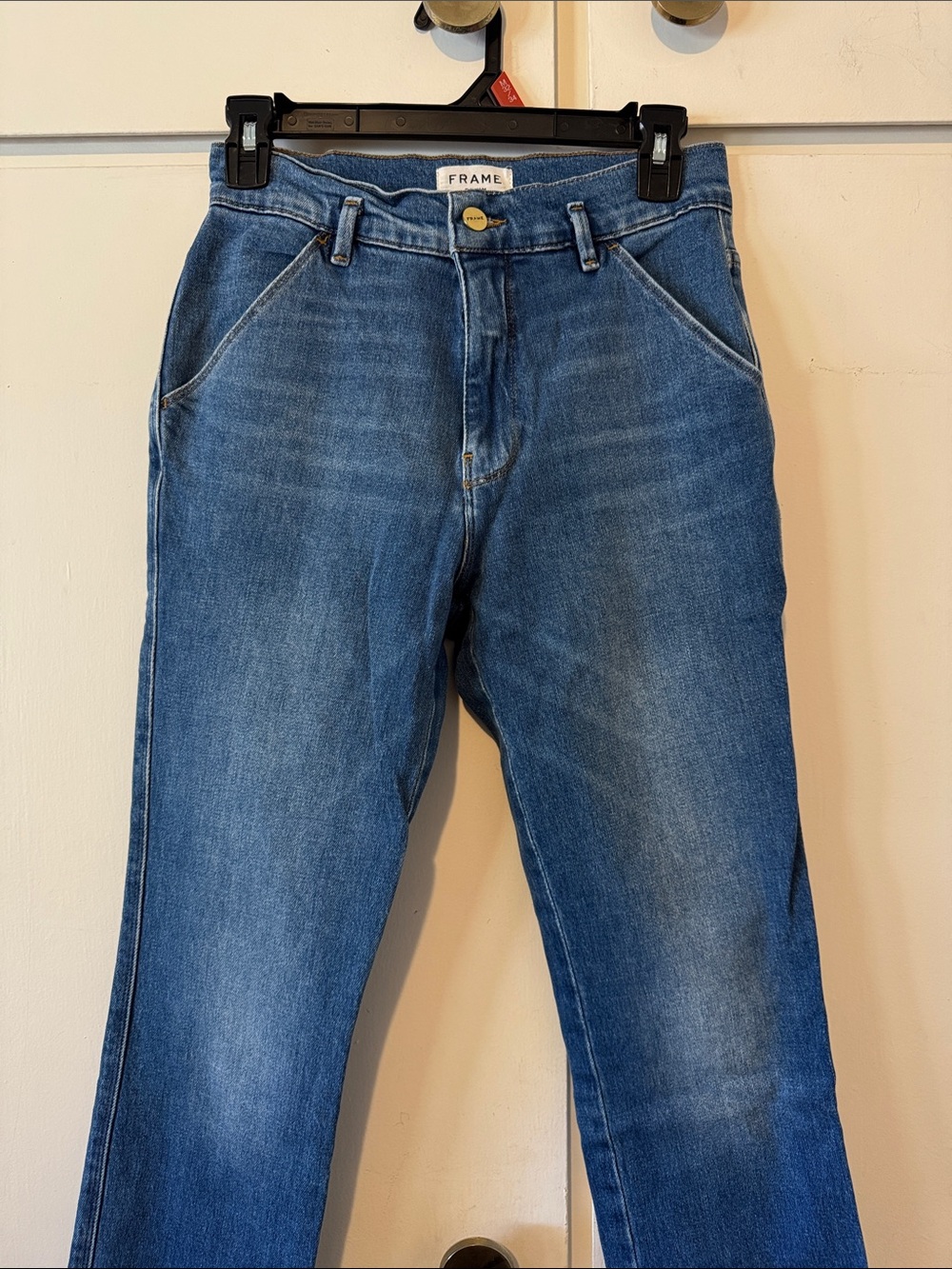 Frame Denim  Straight Jeans in Medium Blue Wash